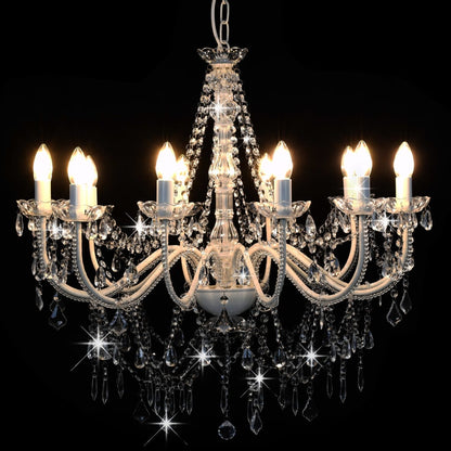 Lampadario con Perline Bianco 12 Lampadine E14 - homemem39