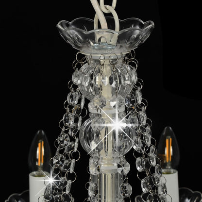 Lampadario con Perline Bianco 12 Lampadine E14 - homemem39
