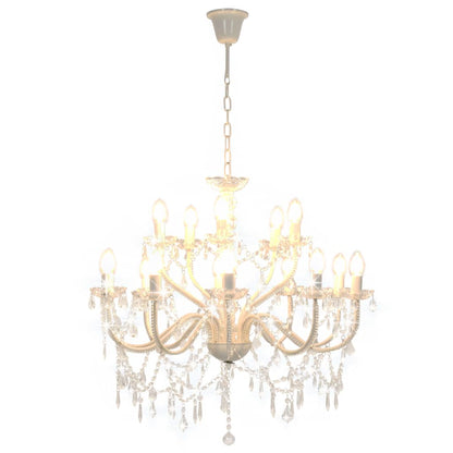 Candelabro a 2 Livelli Bianco 15 Lampadine E14 - homemem39