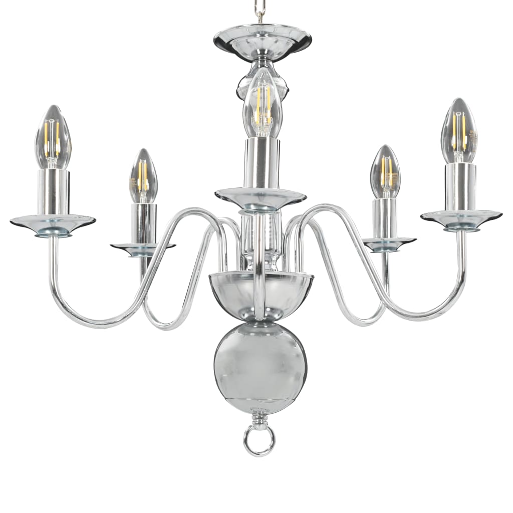 Lampadario Argento 5 Lampadine Attacco E14 - homemem39