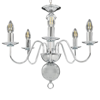 Lampadario Argento 5 Lampadine Attacco E14 - homemem39