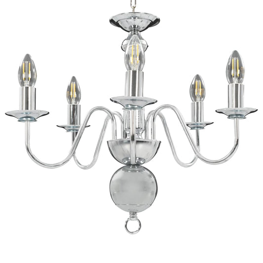 Lampadario Argento 5 Lampadine Attacco E14 - homemem39
