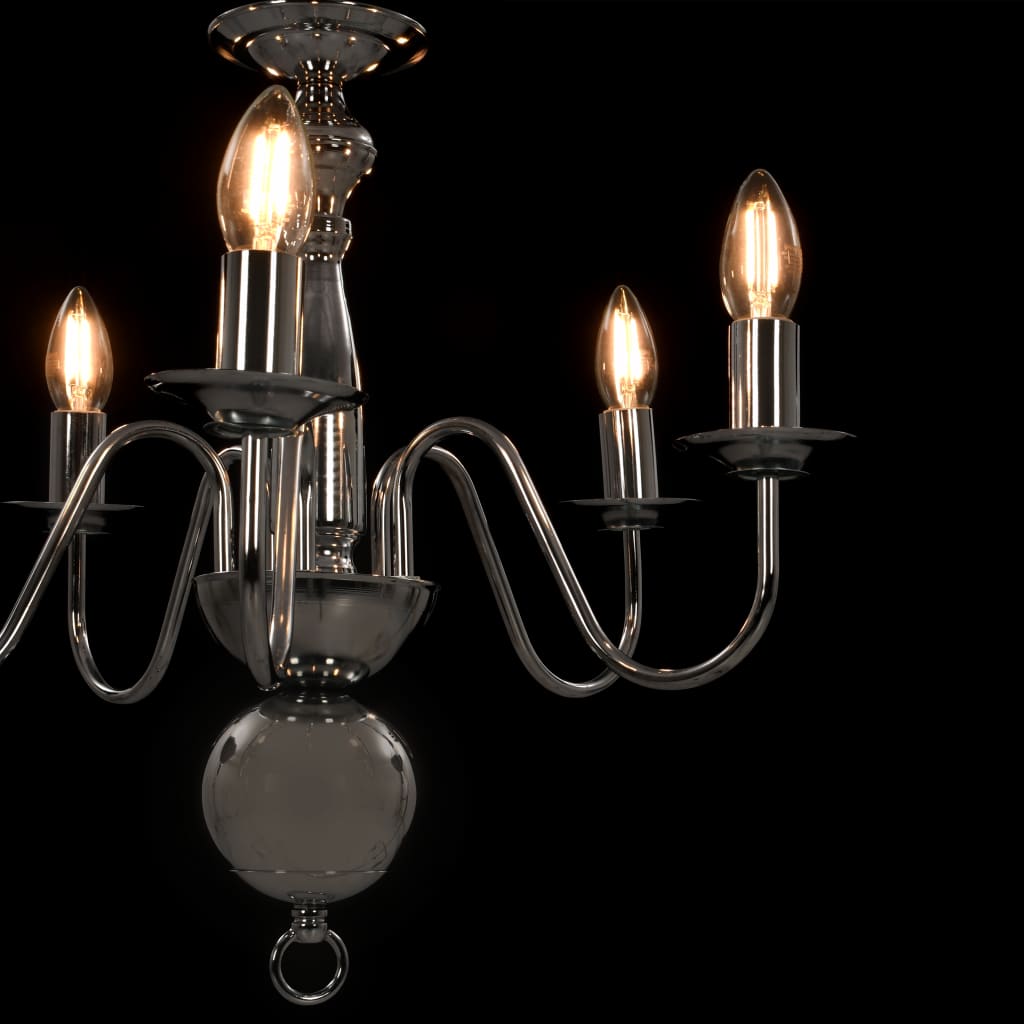 Lampadario Argento 5 Lampadine Attacco E14 - homemem39