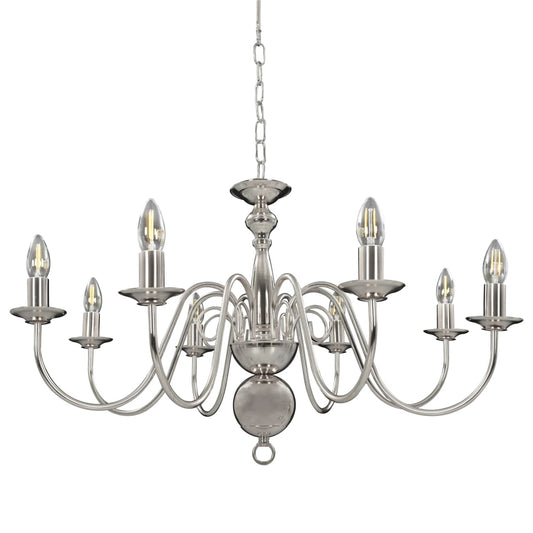 Lampadario Argento con 8 Lampadine E14 - homemem39