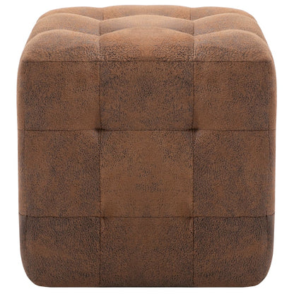 Comodini 2 pz Marrone 30x30x30 cm in Similpelle Scamosciata