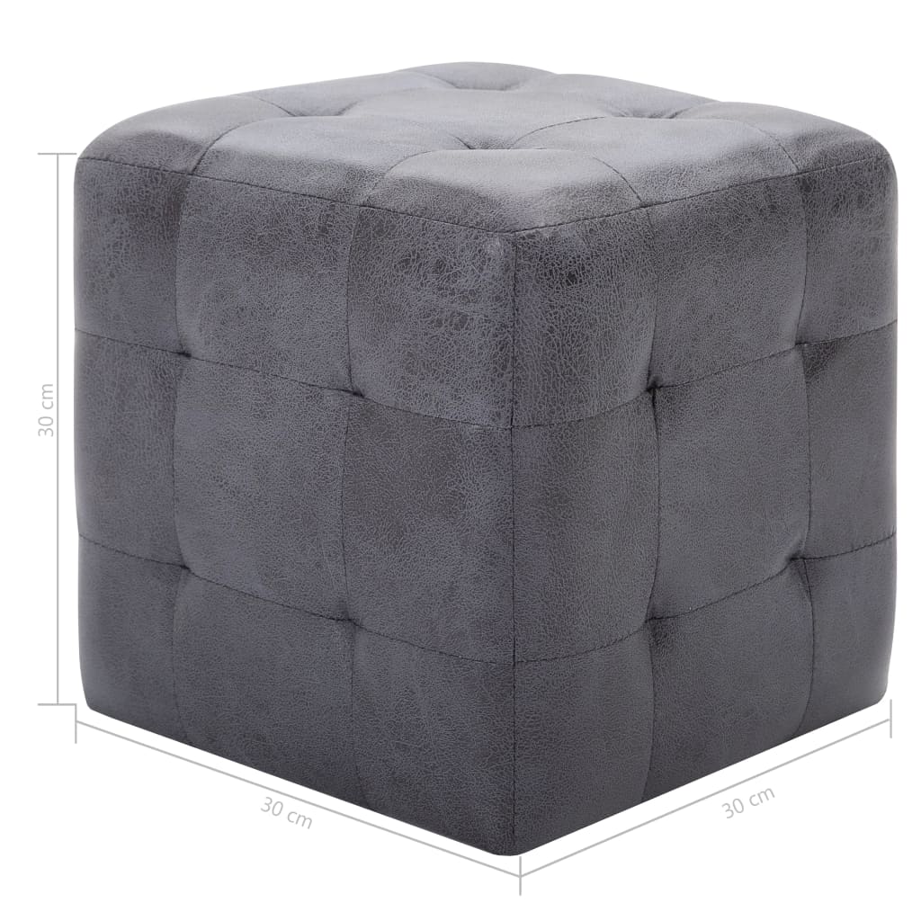 Comodini 2 pz Grigio 30x30x30 cm in Similpelle Scamosciata | homemem39