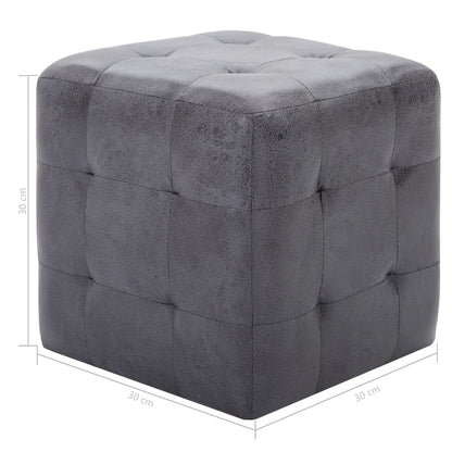 Comodini 2 pz Grigio 30x30x30 cm in Similpelle Scamosciata | homemem39