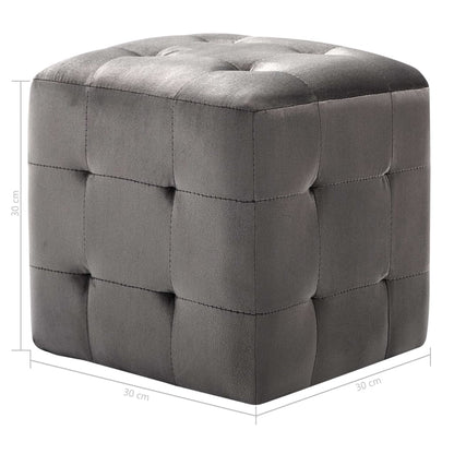 Comodini 2 pz Grigio 30x30x30 cm in Tessuto Vellutato | homemem39