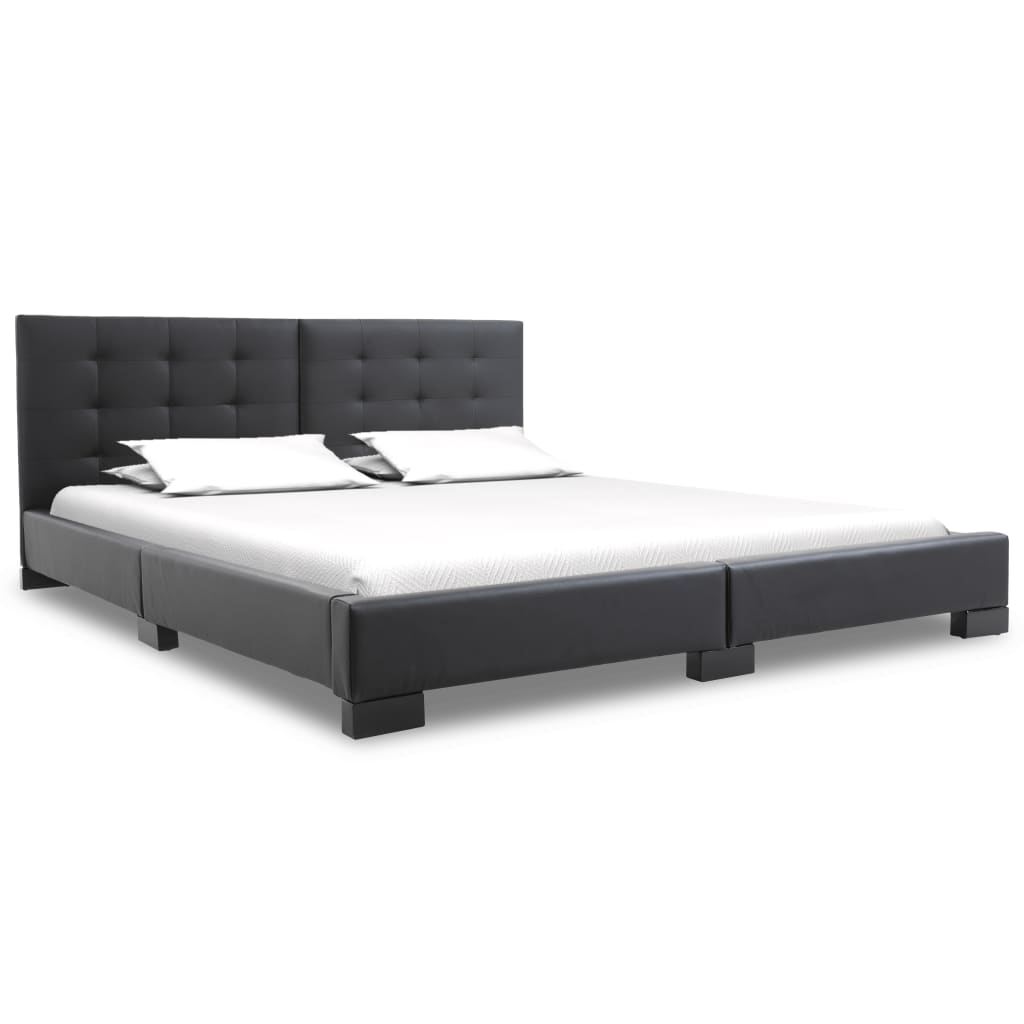 Struttura letto senza materasso in similpelle nera 200x160 cm