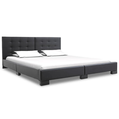 Struttura letto senza materasso in similpelle nera 200x160 cm