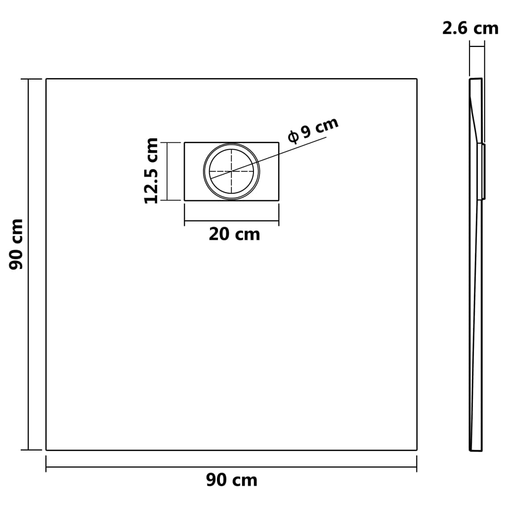 Piatto Doccia in SMC Nero 90x90 cm - homemem39