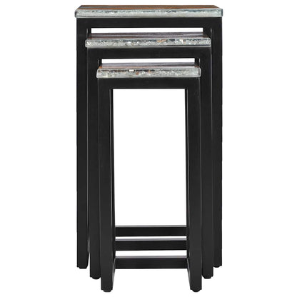 3-piece stackable coffee tables in solid teak and polyresin