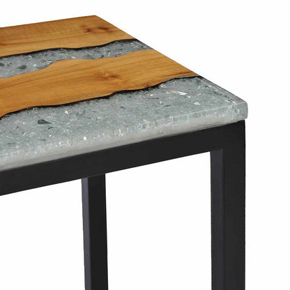 3-piece stackable coffee tables in solid teak and polyresin