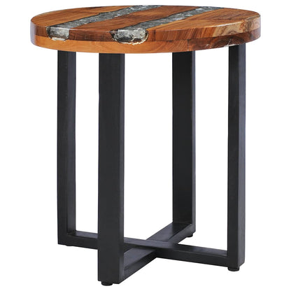 Tavolino da Salotto 40x45 cm Legno Massello Teak e Poliresina | homemem39