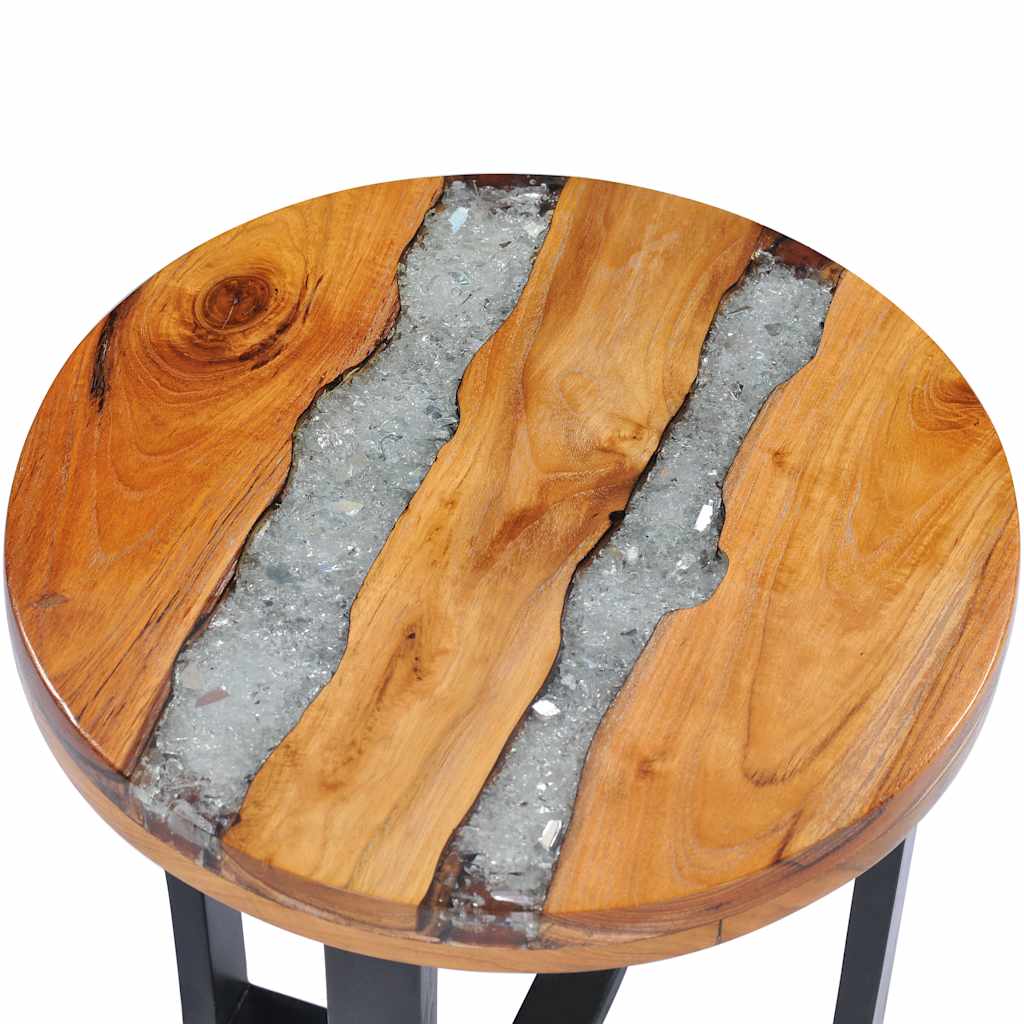 Tavolino da Salotto 40x45 cm Legno Massello Teak e Poliresina | homemem39