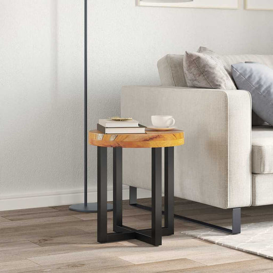Tavolino da Salotto 40x45 cm Legno Massello Teak e Poliresina | homemem39