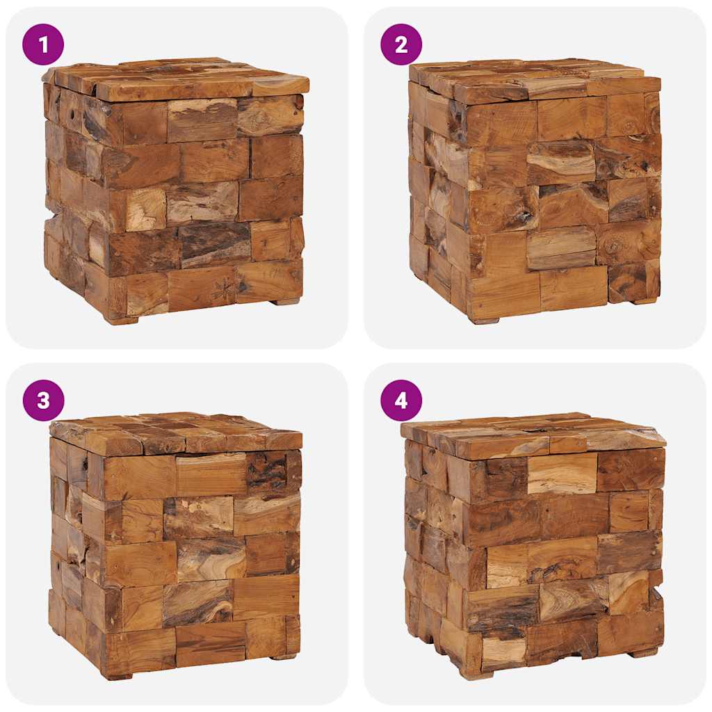 Sgabello con Contenitore in Legno Massello di Teak