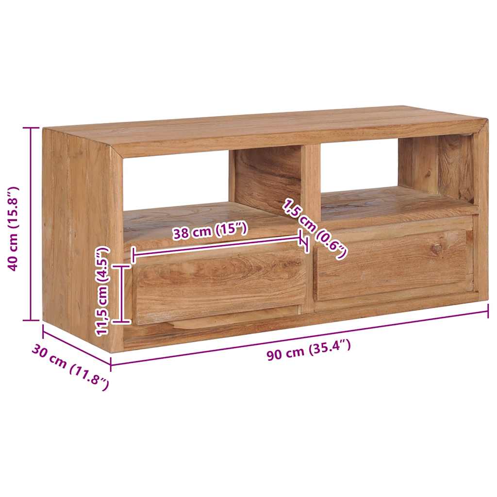 Mobile Porta TV 90x30x40 cm in Legno Massello di Teak | homemem39