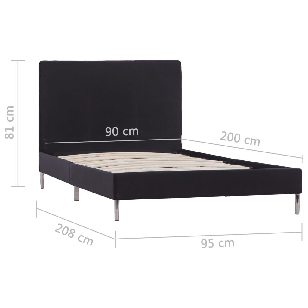 Giroletto senza Materasso Nero 90x200 cm in Tessuto | homemem39