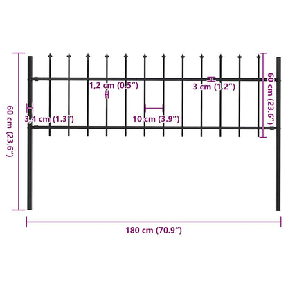 Recinzione Giardino Punta a Lancia 1,8 m Acciaio Nero - homemem39
