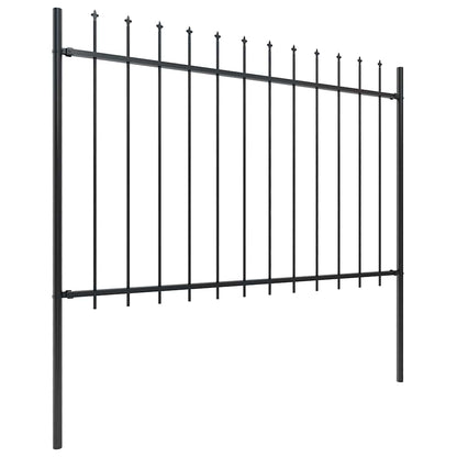 Recinzione da Giardino con Punta a Lancia in Acciaio 181x120 cm Nero - homemem39