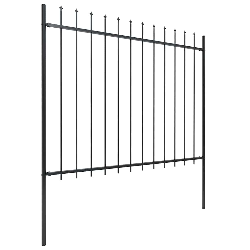 Recinzione da Giardino con Punta a Lancia in Acciaio 181x150 cm Nero - homemem39