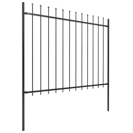 Recinzione da Giardino con Punta a Lancia in Acciaio 181x150 cm Nero - homemem39