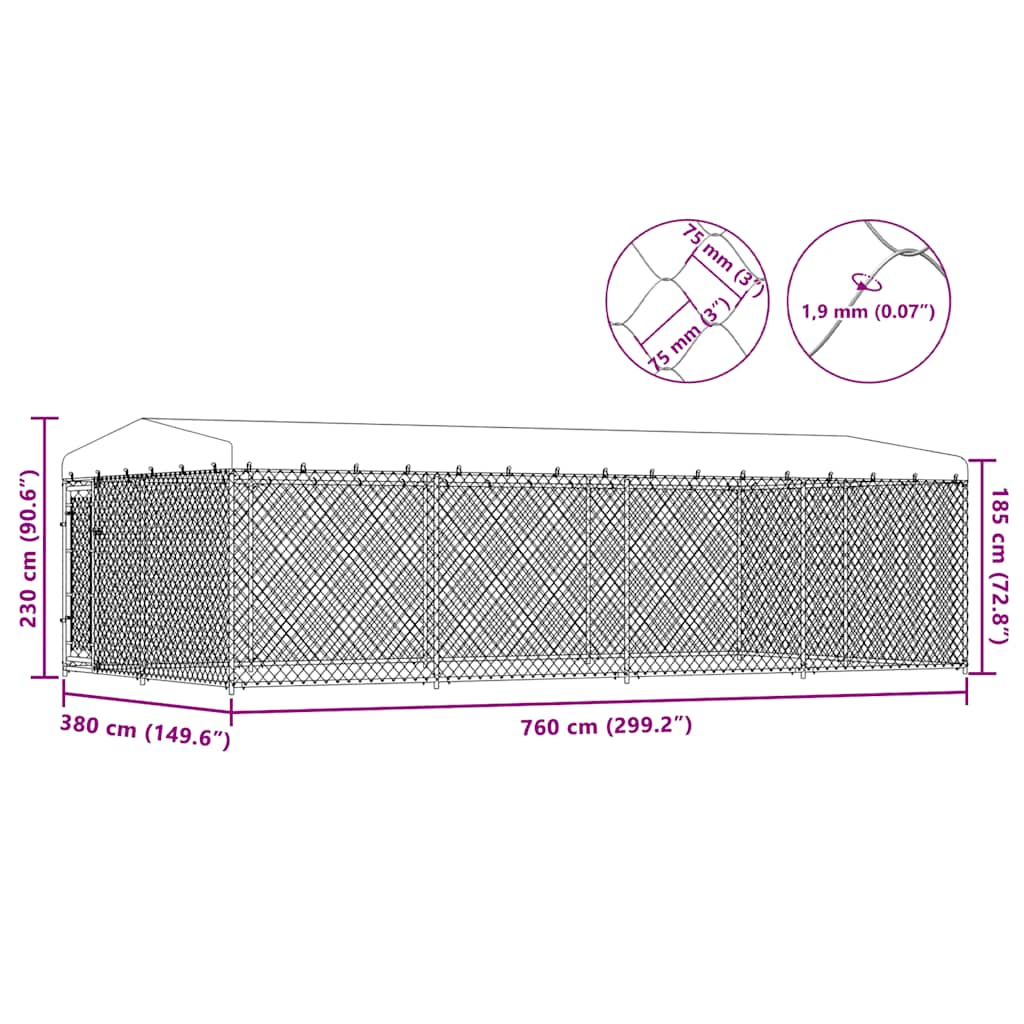 Canile da Esterno con Tetto 7,6x3,8x2,3 m | homemem39