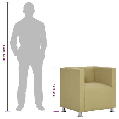 Poltrona a Cubo Verde in Tessuto