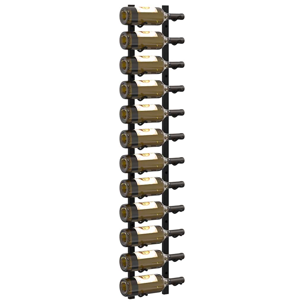 Portavini da Parete per 12 Bottiglie 2 pz Nero in Ferro