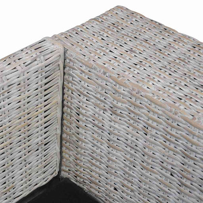 Divano a 2 Posti con Cuscini Grigio in Rattan Naturale