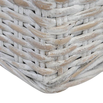 Divano a 3 Posti con Cuscini Grigio in Rattan Naturale