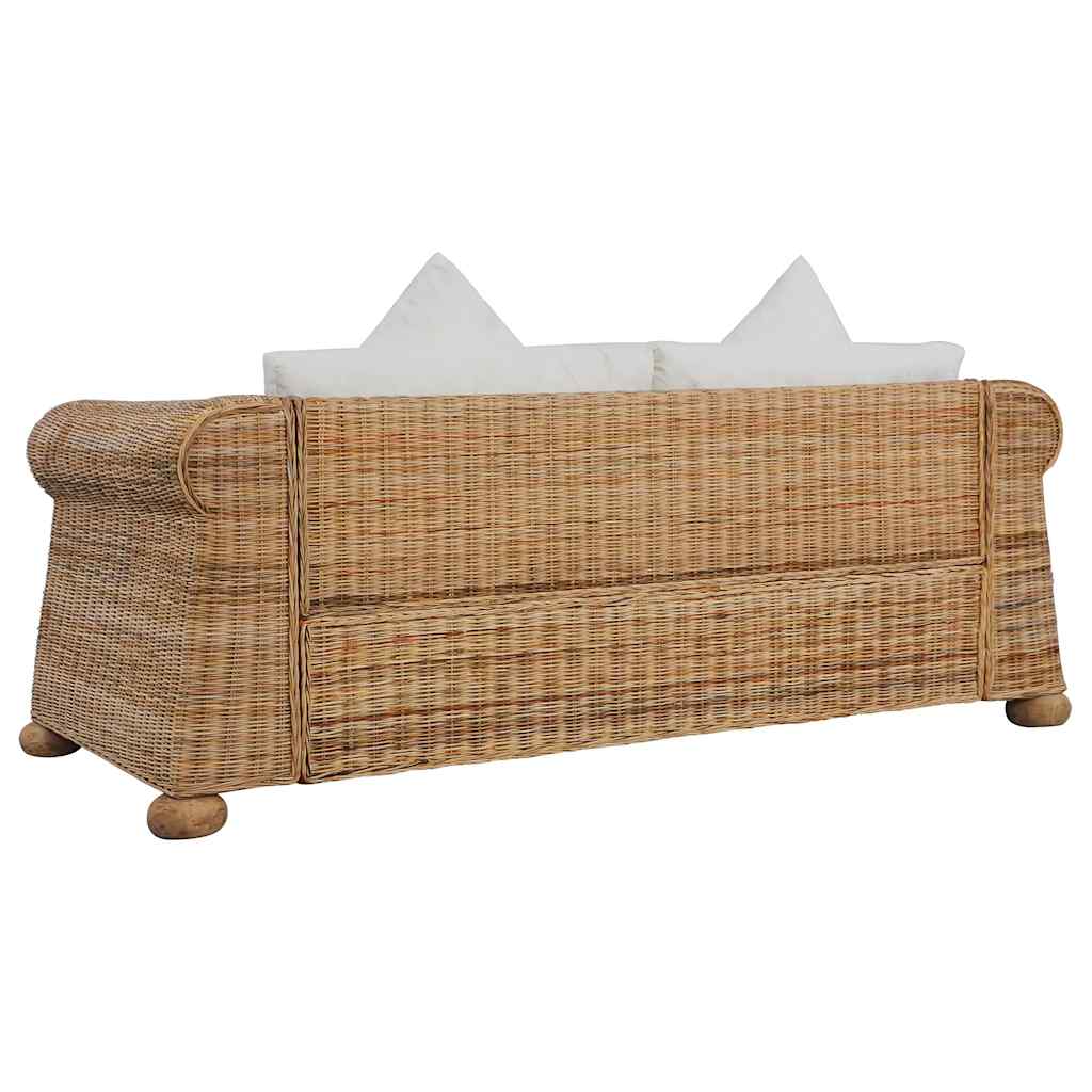 Divano a 2 Posti con Cuscini in Rattan Naturale | homemem39