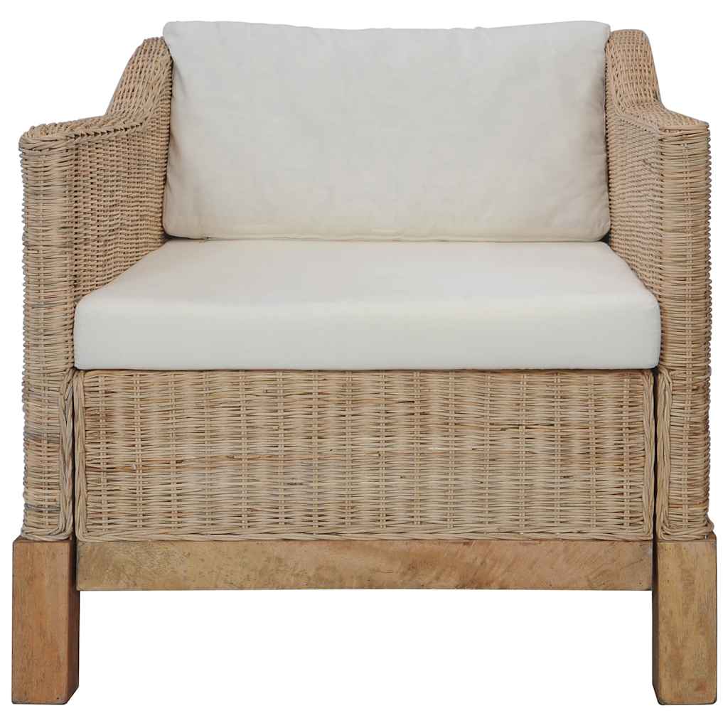 Armchair with Natural Rattan Cushions