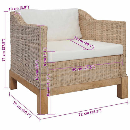 Armchair with Natural Rattan Cushions