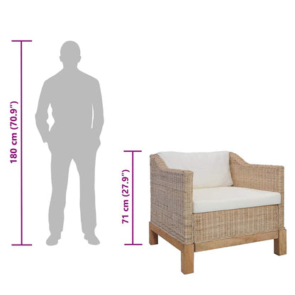 Armchair with Natural Rattan Cushions