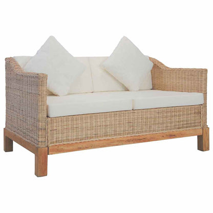 Divano a 2 Posti con Cuscini in Rattan Naturale | homemem39