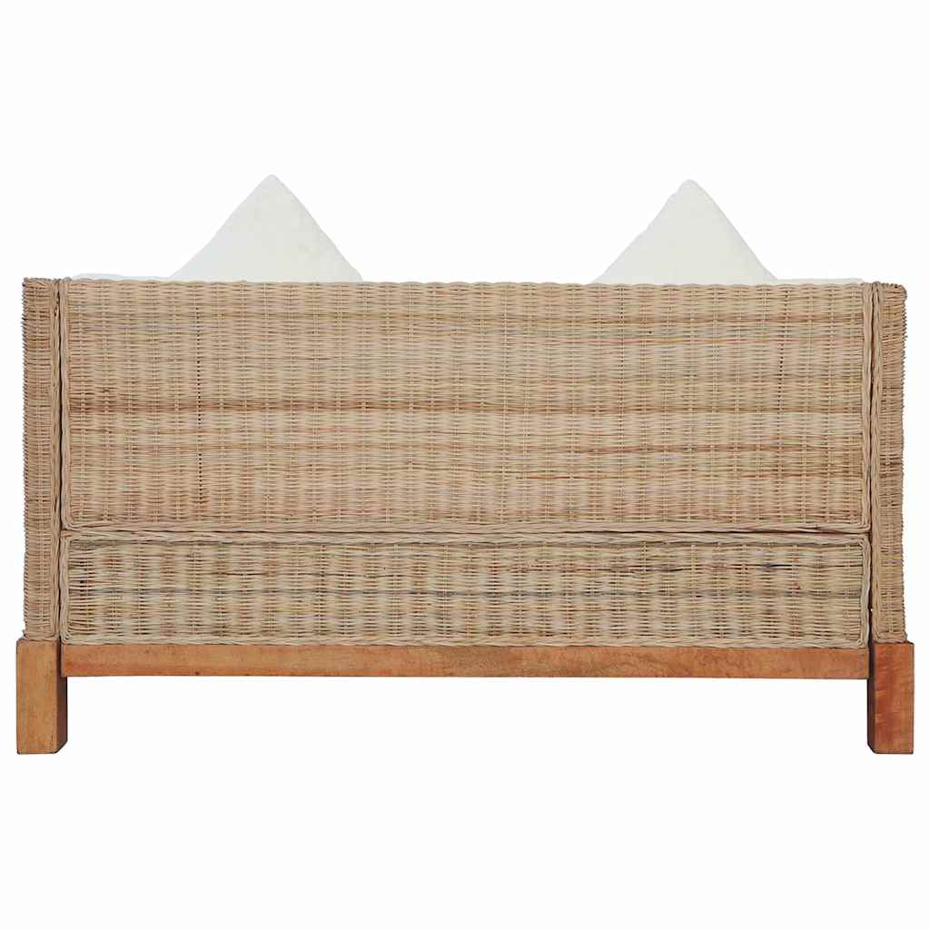 Divano a 2 Posti con Cuscini in Rattan Naturale | homemem39