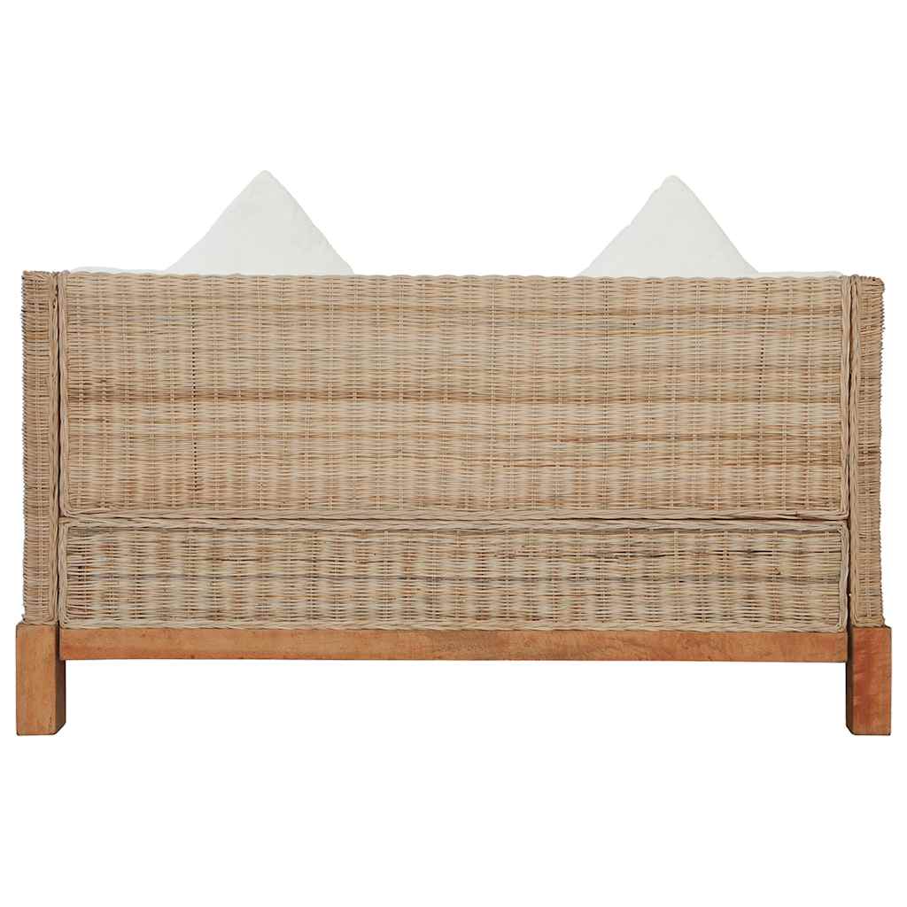 Divano a 2 Posti con Cuscini in Rattan