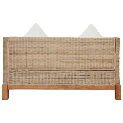 Divano a 2 Posti con Cuscini in Rattan