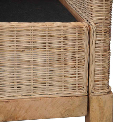 Divano a 2 Posti con Cuscini in Rattan