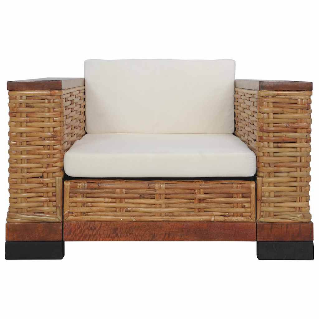Poltrona con Cuscini Marrone in Rattan Naturale - homemem39