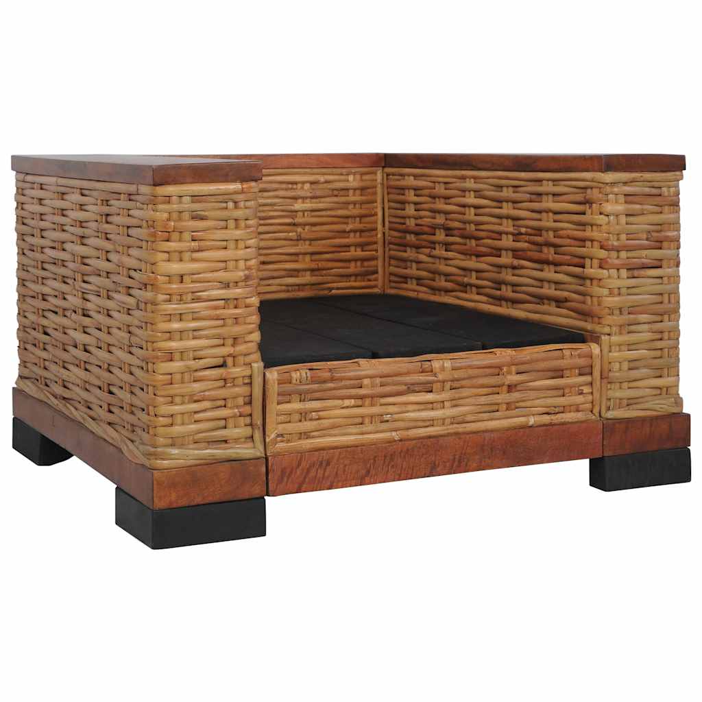 Poltrona con Cuscini Marrone in Rattan Naturale - homemem39