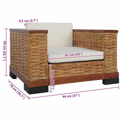 Poltrona con Cuscini in Rattan