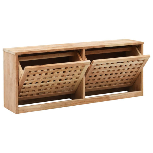 Panca con Scarpiera 94x20x38 cm in Legno Massello di Noce - homemem39
