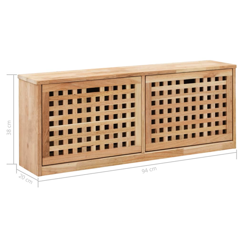 Panca con Scarpiera 94x20x38 cm in Legno Massello di Noce - homemem39