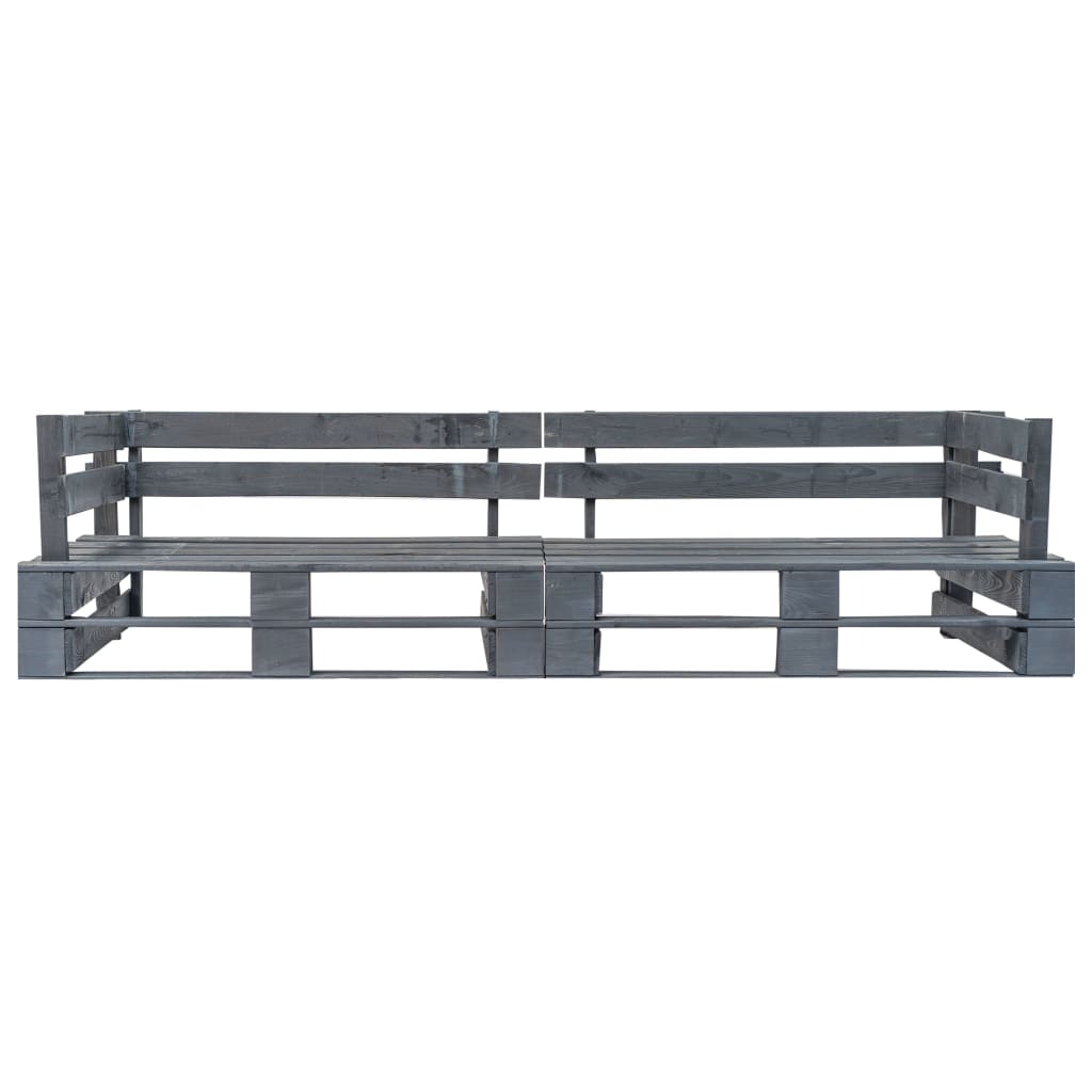 Divano a Pallet da Giardino 2 Posti Grigio in Legno | homemem39