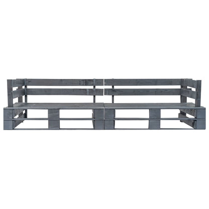 Divano a Pallet da Giardino 2 Posti Grigio in Legno | homemem39