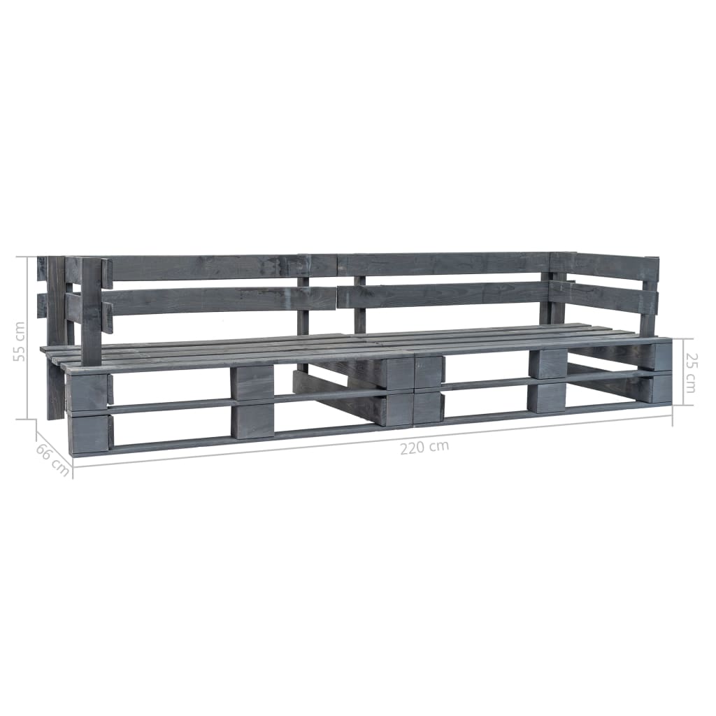 Divano a Pallet da Giardino 2 Posti Grigio in Legno | homemem39