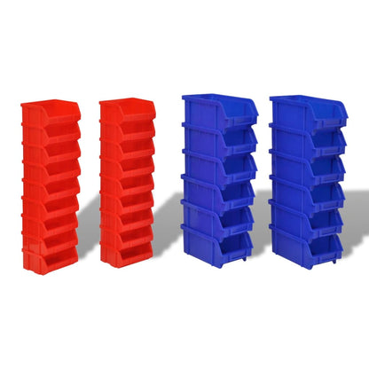 Contenitore Plastica per Garage da Parete Set 30 pz Blu e Rosso | homemem39